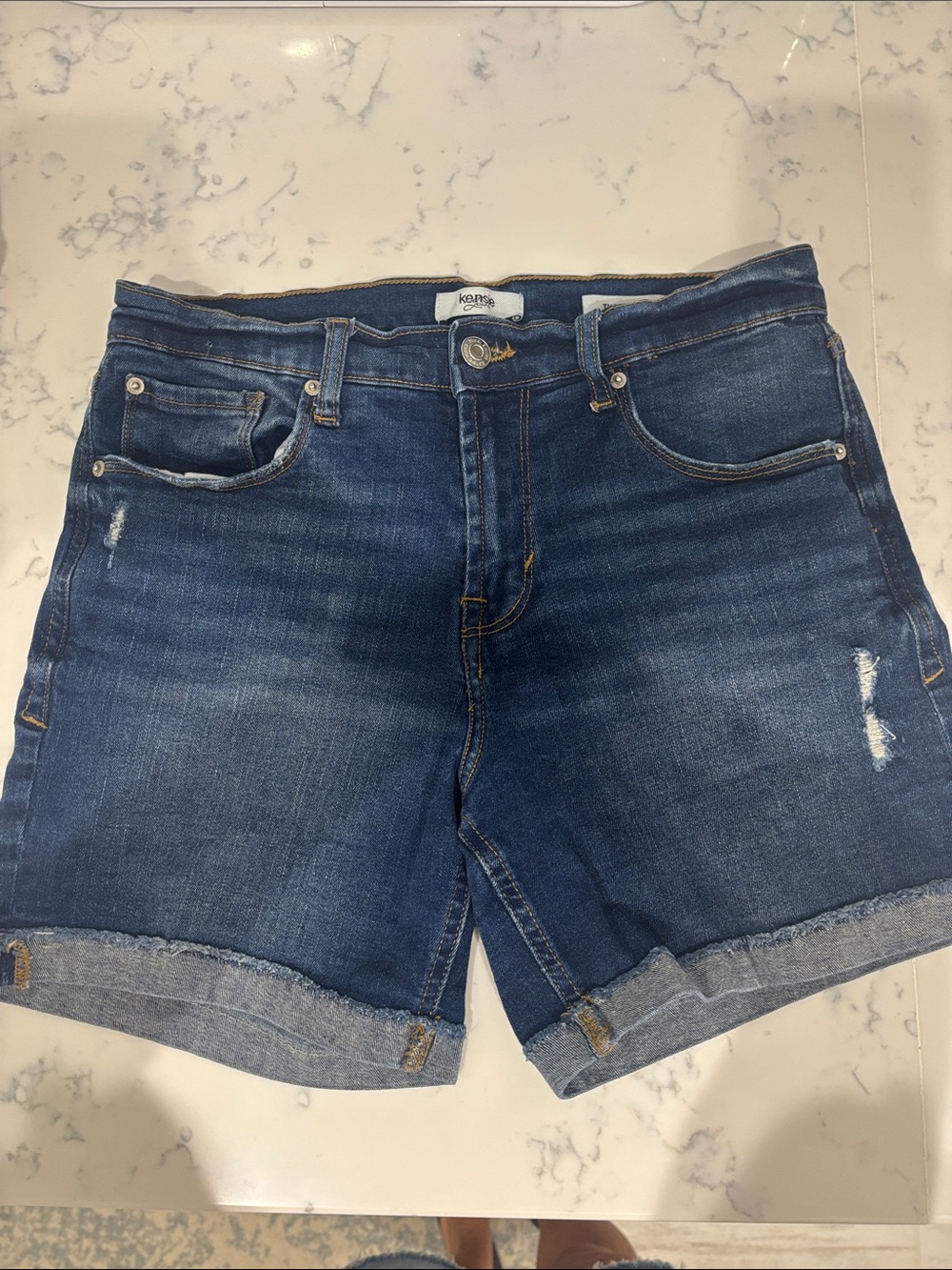Kensie Indigo Denim Rolled Cuff Shorts